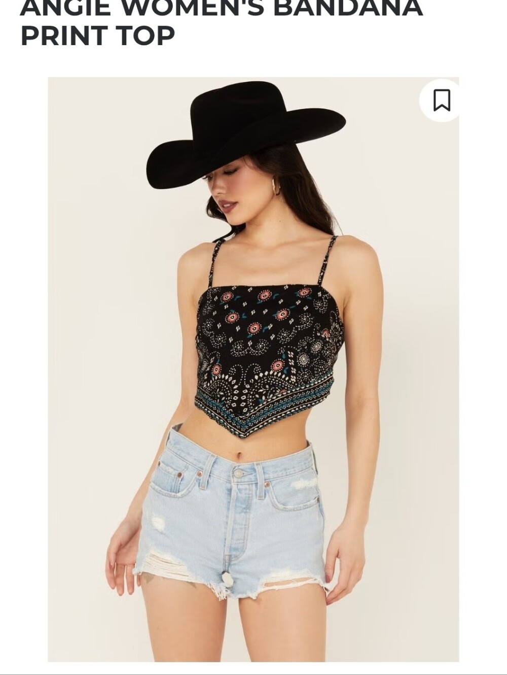 Angie Cropped Bandana Print Top Spaghetti Strap Various Sizes